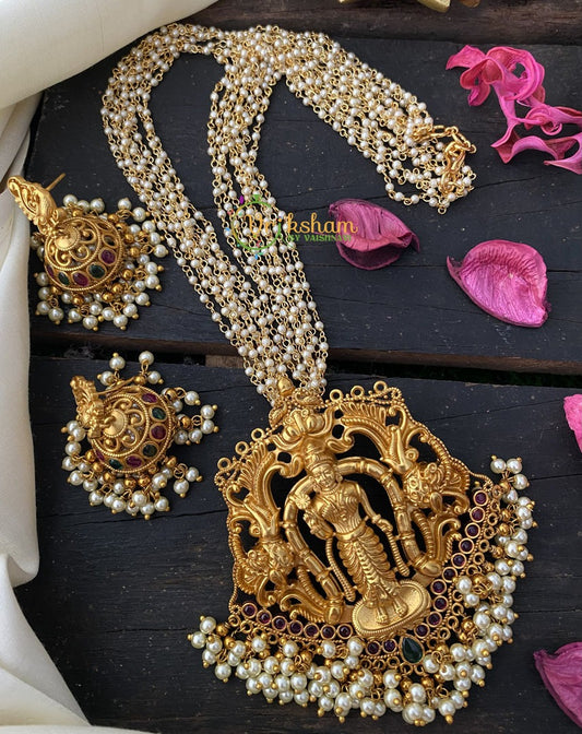 Temple Pendant Pearl Malai  Neckpiece-G2468