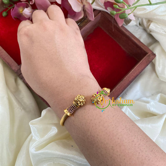 Gold Look Alike Kada Bracelet -Red Flowerdrum-G062
