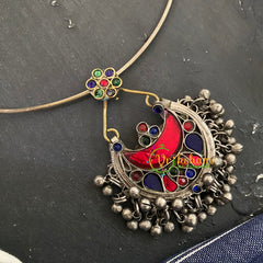 Dual Tone Afghani Pendant Hasli Choker-S617