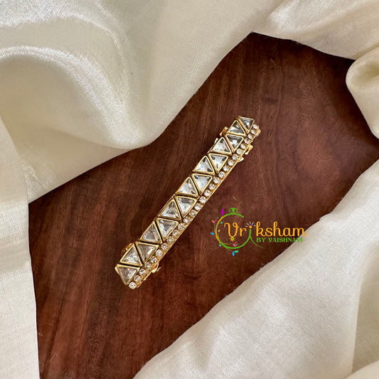 Kundan Hair Clip -Glossy White -Triangles -H480