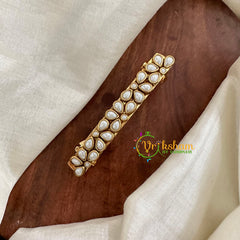 Kundan Hair Clip -Matt White -Uncut -H484