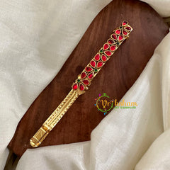 Kundan Hair Clip -Red Green-Floral -H485