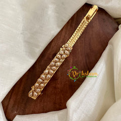 Kundan Hair Clip -Matt Gold-Uncut-H486