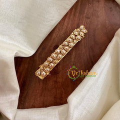 Kundan Hair Clip -Matt Gold-Uncut-H486