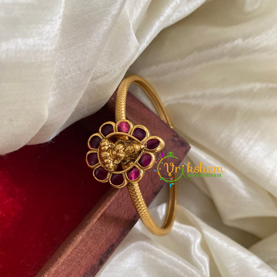 Gold Look Alike Kada Bracelet -Lakshmi-Red -G055