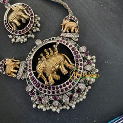 Dual Tone Elephant Choker -Red Green White -S615