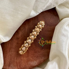 Kundan Hair Clip -Matt Gold- Hearts -H496