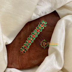 Kundan Hair Clip -Green Red-Floral Dot-G14358