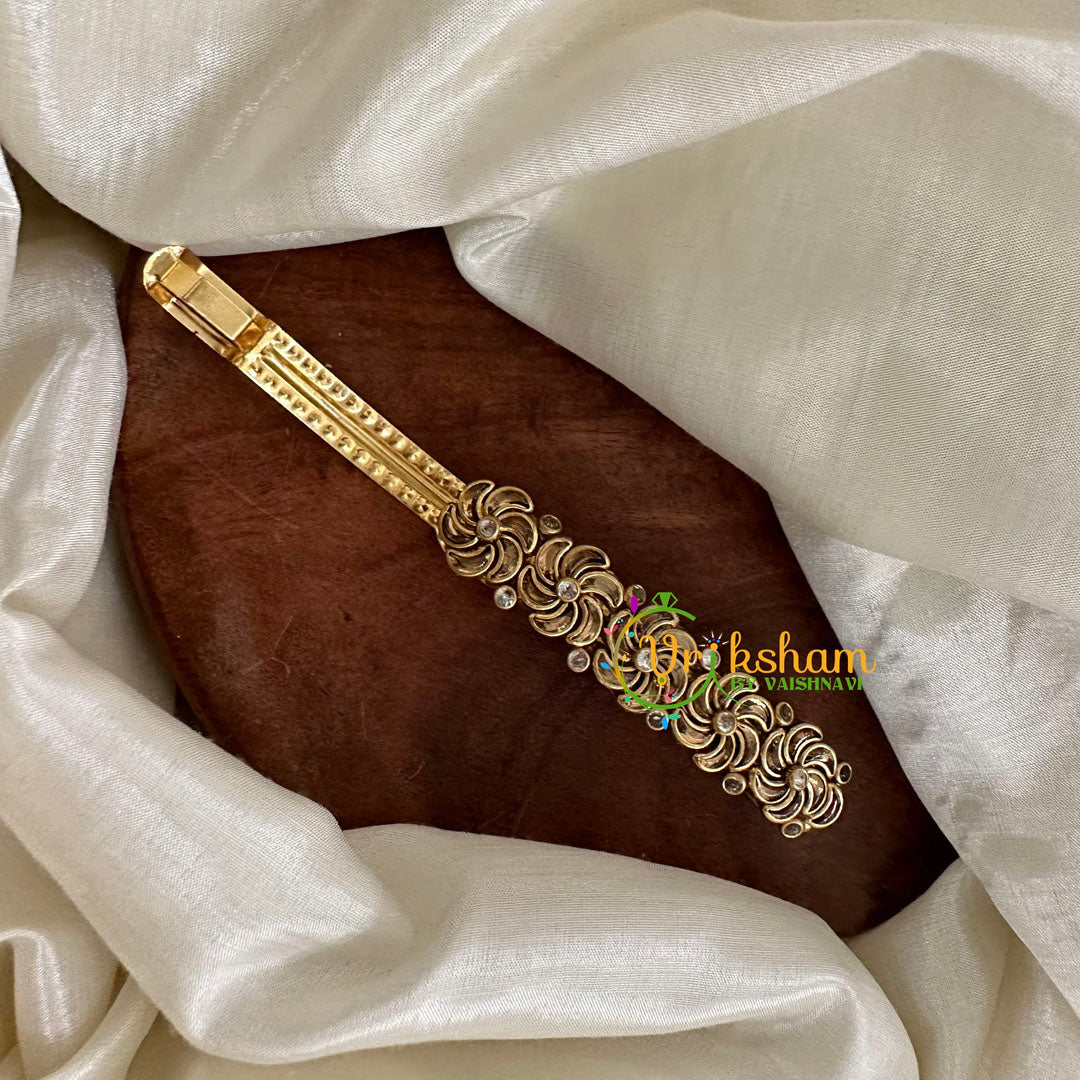 Kundan Hair Clip -Glossy Brown -Twisted Floral -H500