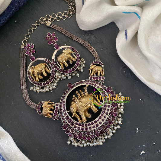 Dual Tone Elephant Choker -Red-S614