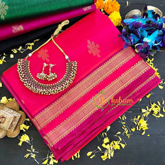 Pink Kolam Butta Silk Cotton Saree-VS144