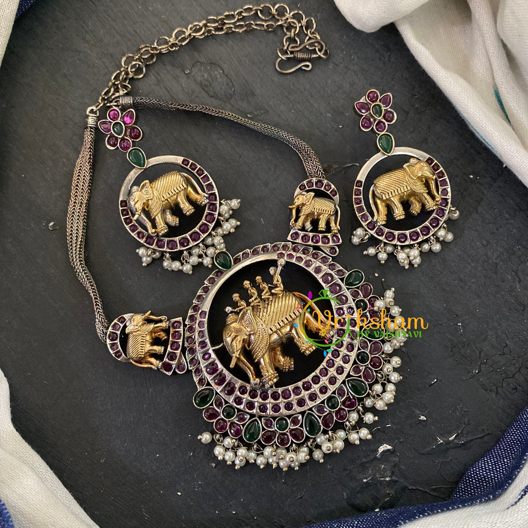 Dual Tone Elephant Choker -Red Green-S613