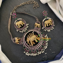 Dual Tone Elephant Choker -Red Green-S613