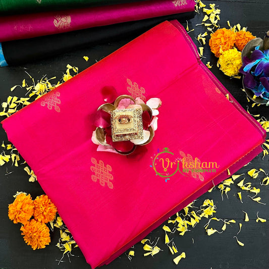 Pink Kolam Butta Silk Cotton Saree-VS144