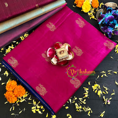 Pink with Blue Handloom Silk Cotton Saree-VS143