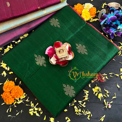 Dark Green Kolam Butta Silk Cotton Saree-VS142