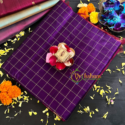 Violet Kattam with Maroon Handloom Silk Cotton Saree-VS135