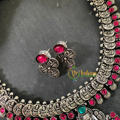 Red Green Stone Coin Kolhapuri Lakshmi Neckpiece -S558