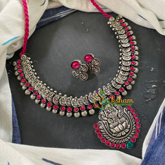 Red Green Stone Coin Kolhapuri Lakshmi Neckpiece -S558