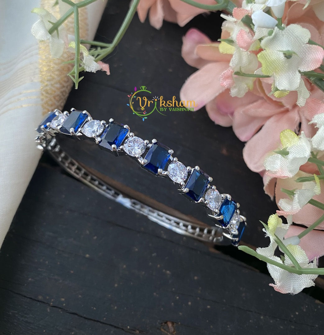 American Diamond Bracelet- Blue- Silver Tone -G2517