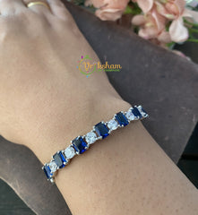 American Diamond Bracelet- Blue- Silver Tone -G2517