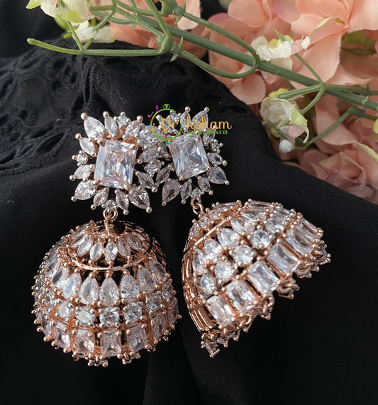 American Diamond Jhumkas -White -G2514