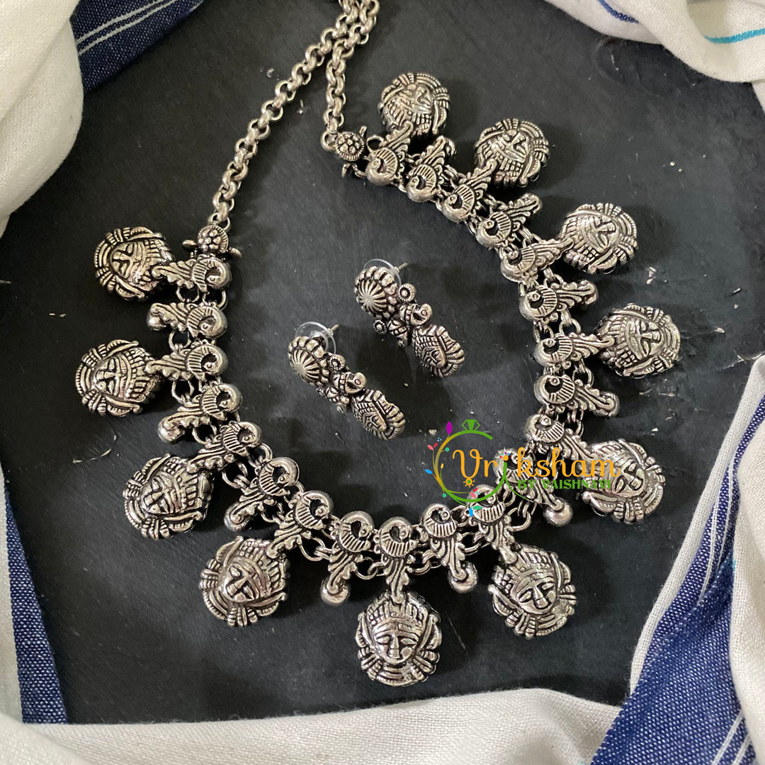 Oxidized Kolhapuri Durga Neckpiece -S561