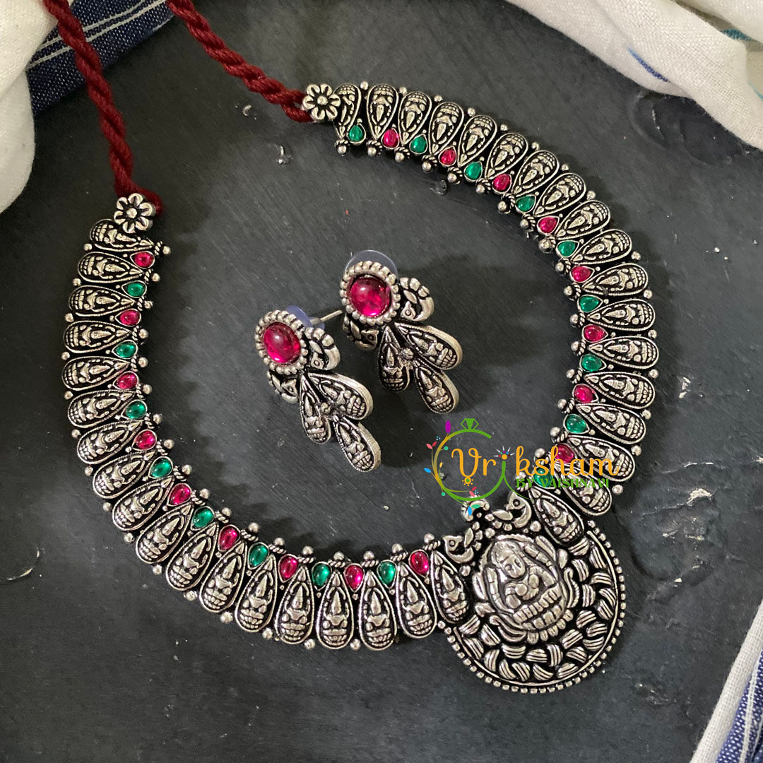 Red Green Stone Kolhapuri Lakshmi Neckpiece -S555