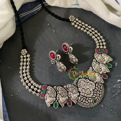 Oxidized Kolhapuri Choker Short Neckpiece- Ganesh-S634