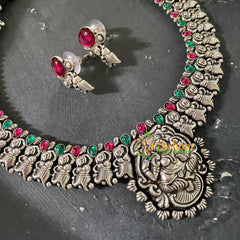 Red Green Stone Kolhapuri Vishnu Neckpiece -S556