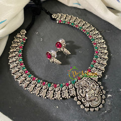 Red Green Stone Kolhapuri Vishnu Neckpiece -S556