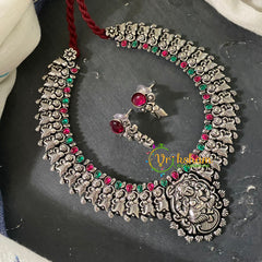 Red Green Stone Kolhapuri Vishnu Neckpiece -S556