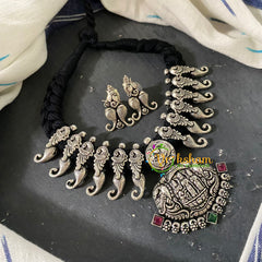 Kolhapuri Oxidized Silver Rope Neckpiece -Ram Parivar –S682