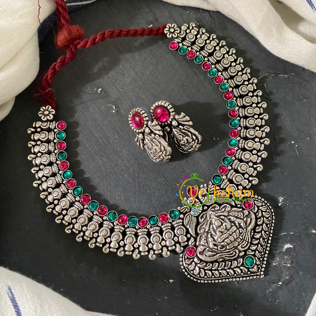 Red Green Stone Kolhapuri Lakshmi Neckpiece -S557