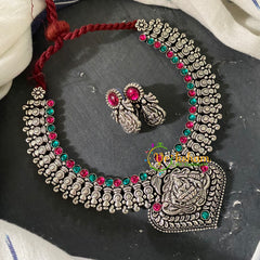 Red Green Stone Kolhapuri Lakshmi Neckpiece -S557