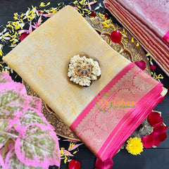 Yellow Semi Benarasi Saree-VS181