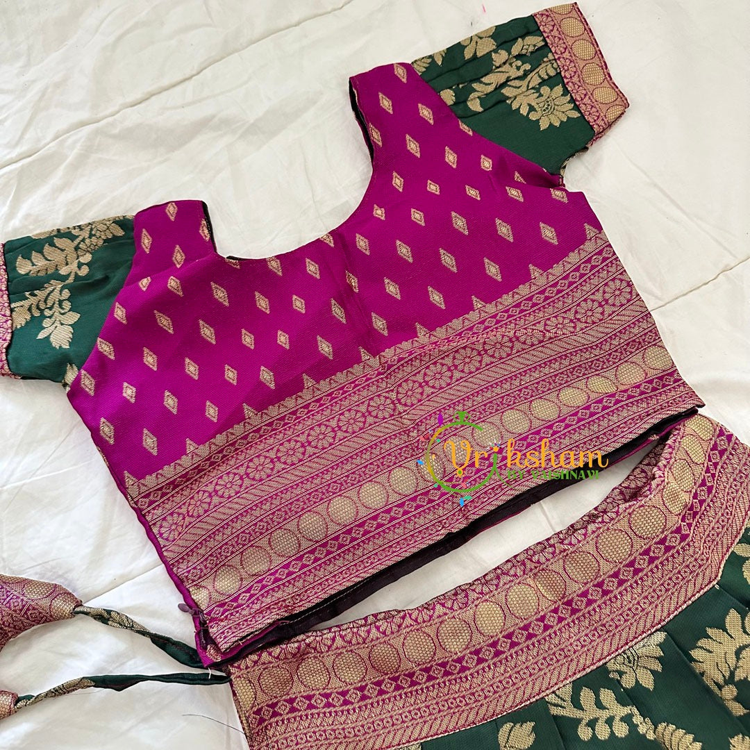 Green and Purple Indian Traditional Girls Lehenga-VS947