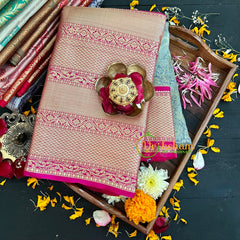 Grey with Pink Kanchi Silk Saree-VS213