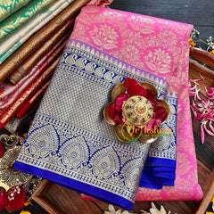Pink and Blue Kanchi Silk Saree-VS205