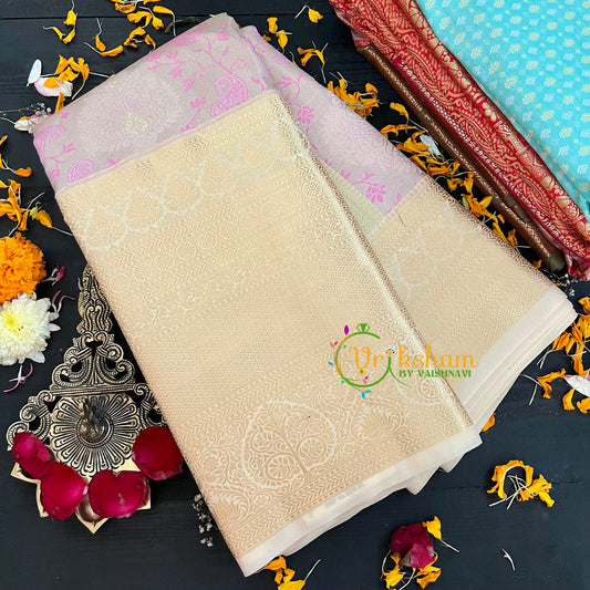 Beige and Gold Kanchi Silk Saree-VS214