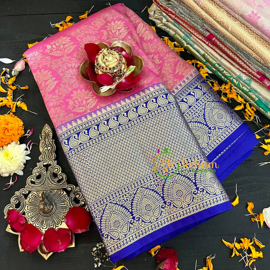 Pink and Blue Kanchi Silk Saree-VS205