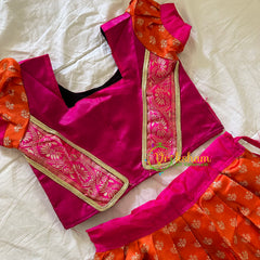 Pink Orange Indian Traditional Girls Lehenga-VS940