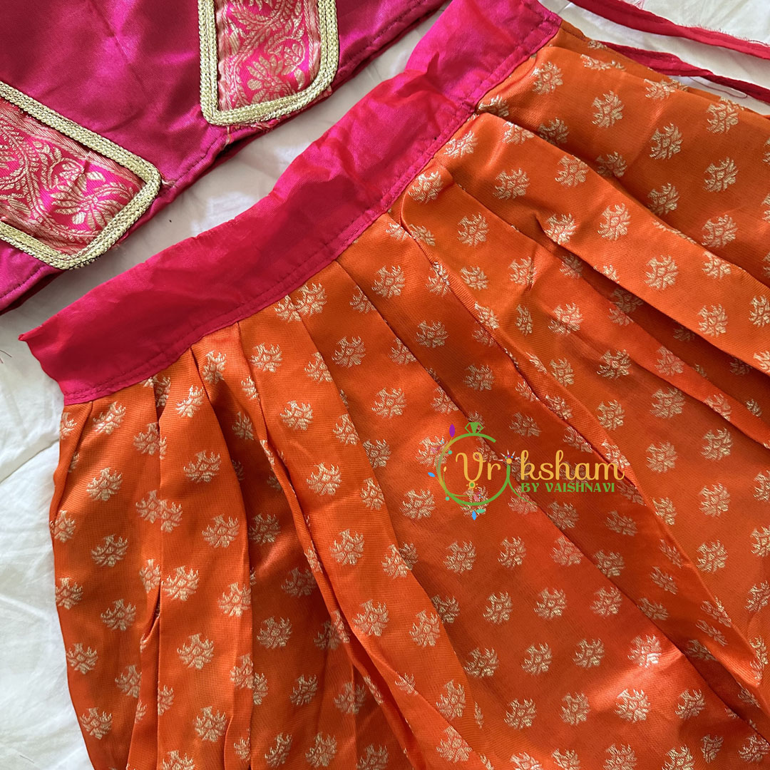 Pink Orange Indian Traditional Girls Lehenga-VS940