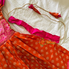 Orange Pink Indian Traditional Dress for Girls - Girls Gown -VS923