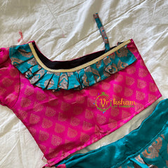 Aqua Blue and Pink Designer Indian Lehenga for Girls -VS939
