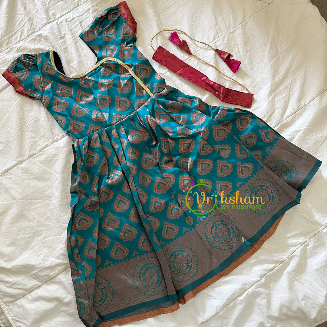 Teal Blue Indian Traditional Dress for Girls - Girls Gown -VS922