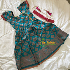 Teal Blue Indian Traditional Dress for Girls - Girls Gown -VS922