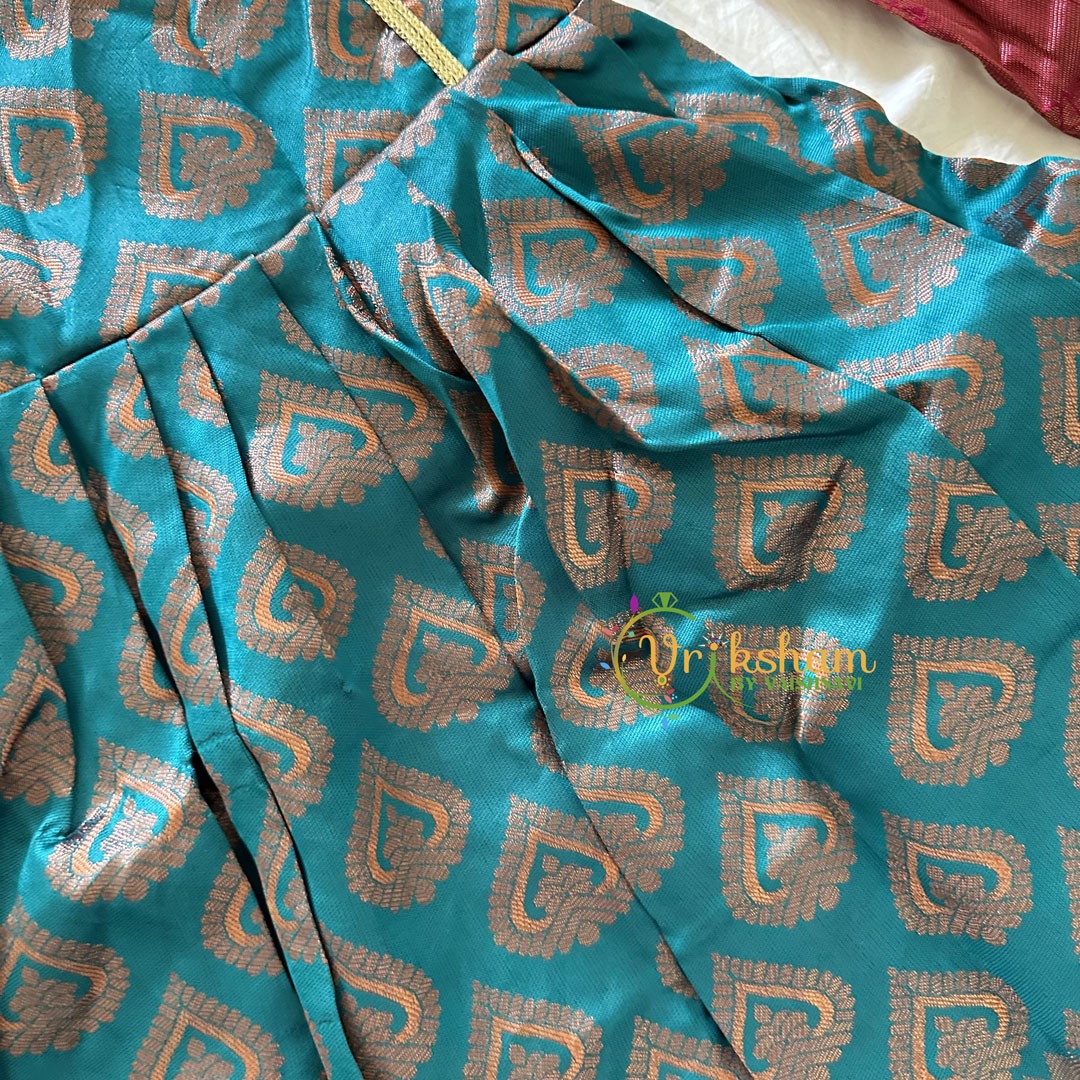 Teal Blue Indian Traditional Dress for Girls - Girls Gown -VS922