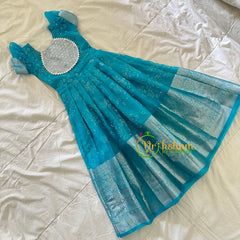 Sky Blue Indian Traditional Dress for Girls - Girls Gown -VS919