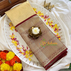 Gold with Brown Silk Saree-Kanchi Silk-VS361